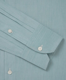 Deep Green & White Slim Fit Hairline Rope Stripe Formal Shirt