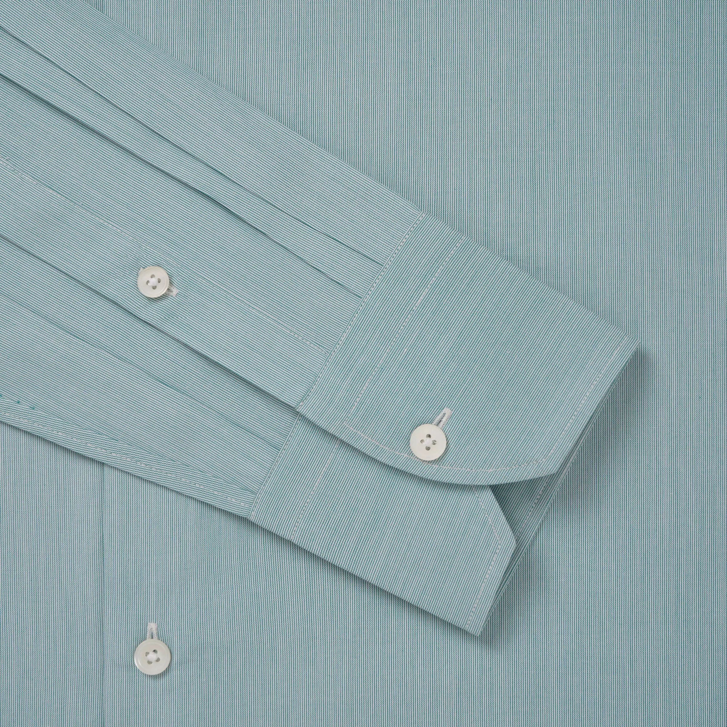 Deep Green & White Slim Fit Hairline Rope Stripe Formal Shirt